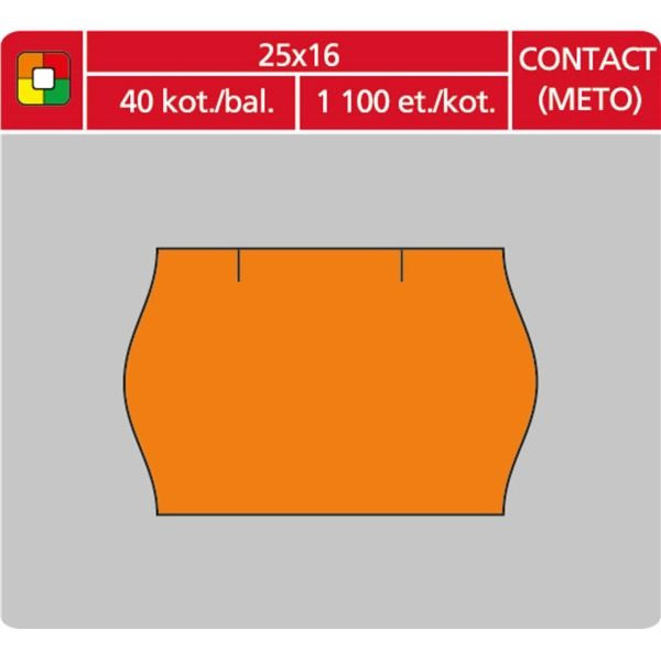 Cenové etikety CONTACT -25x16,1100ks,oblé,oranžové