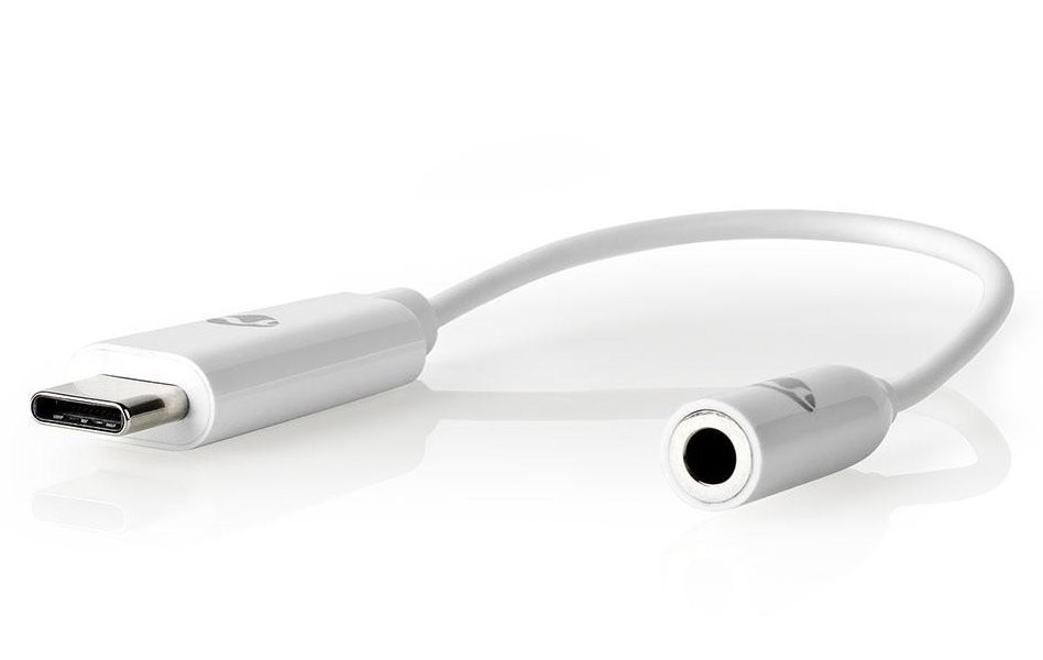 NEDIS USB-C adaptér/ USB-C Zástrčka – 3,5 mm jack zásuvka/ bílý/ box/ 15cm