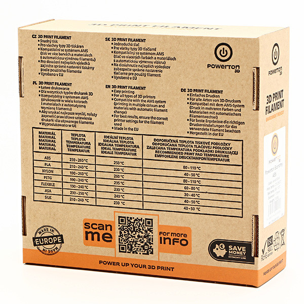 Powerton 3D ECONOMY LINE Filament ASA standard 1000g, moonlit silver