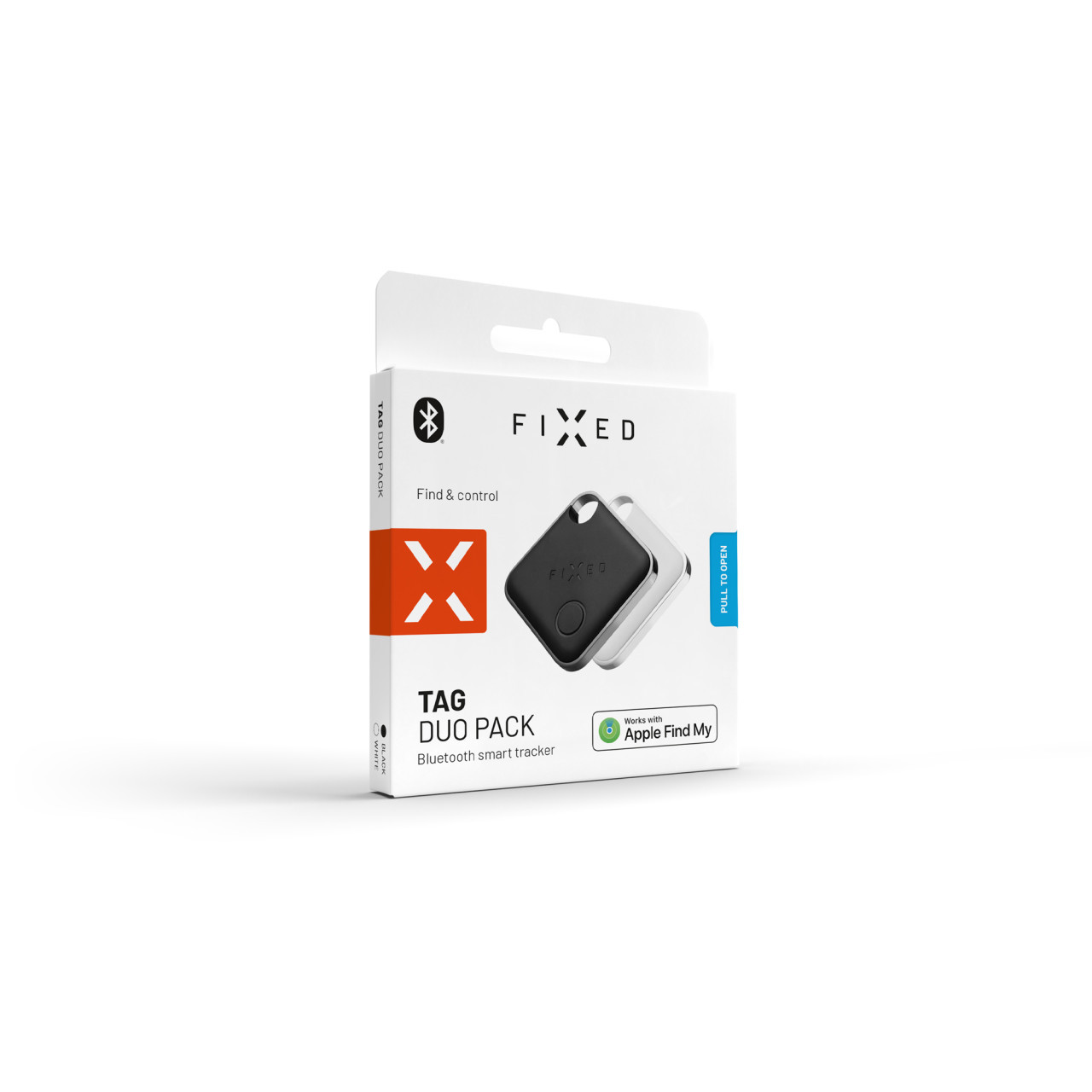 Smart tracker FIXED Tag s podporou Find My, 2 ks, černý + bílý