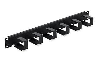 19" vyvazovací panel 1U 6x háček 70x27mm šedý kov
