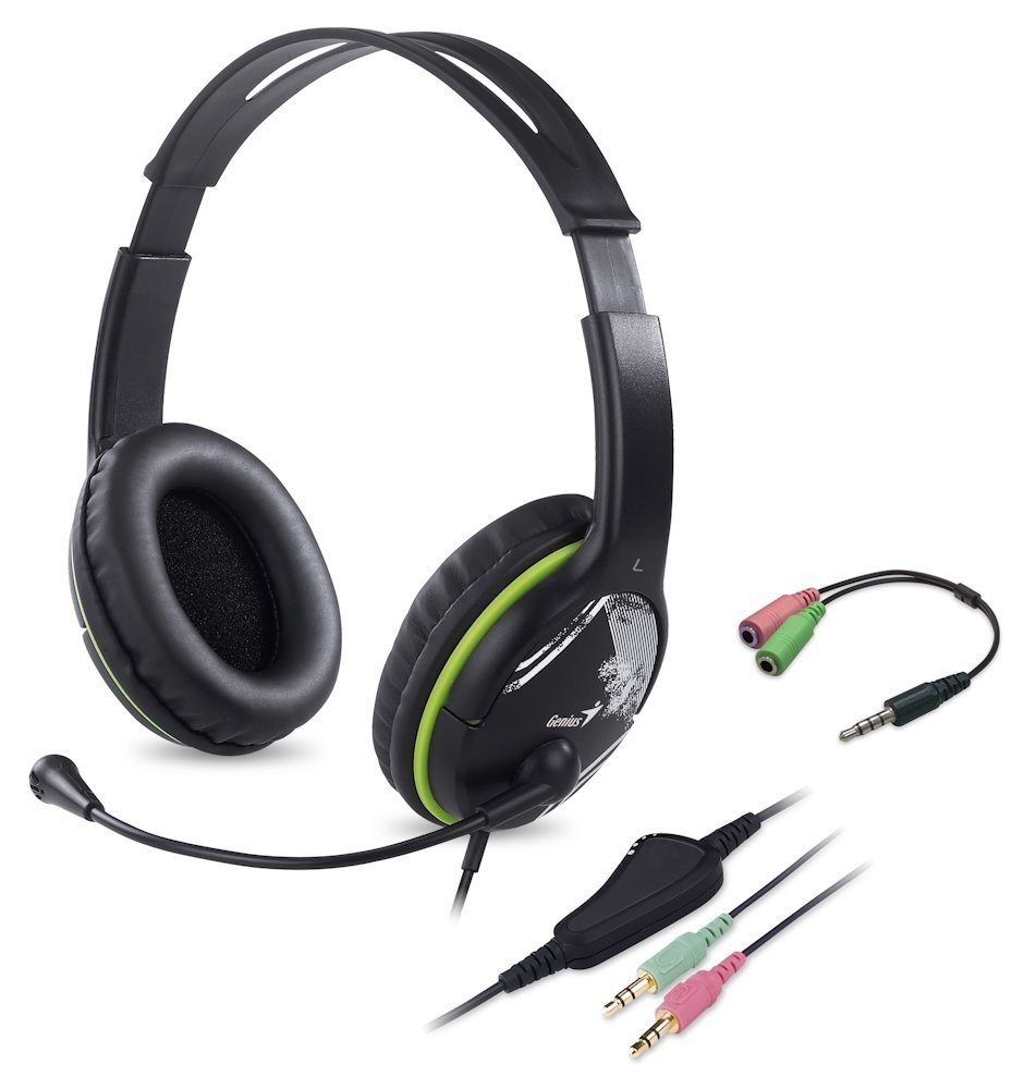 POŠKOZENÝ OBAL - GENIUS headset HS-400A, 2x 3,5 jack, redukce na single jack