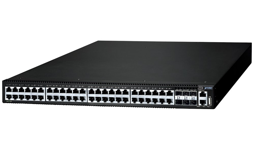 Planet SGS-6341-48T6X L3 switch, 48x1Gb, 6x10Gb SFP+, HW/IP stack, VSF/Cluster, NIS2+NDAA