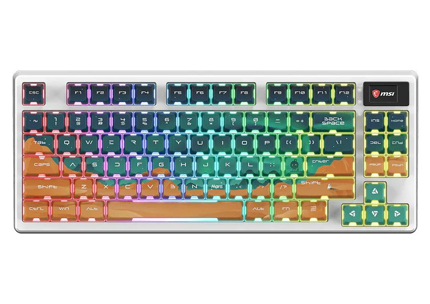 MSI herní klávesnice FORGE GK600 TKL Mars/ bezdrátová 2,4GHz+BT/ mechanická/ RGB/ USB-C/ display/ CZ+SK layout