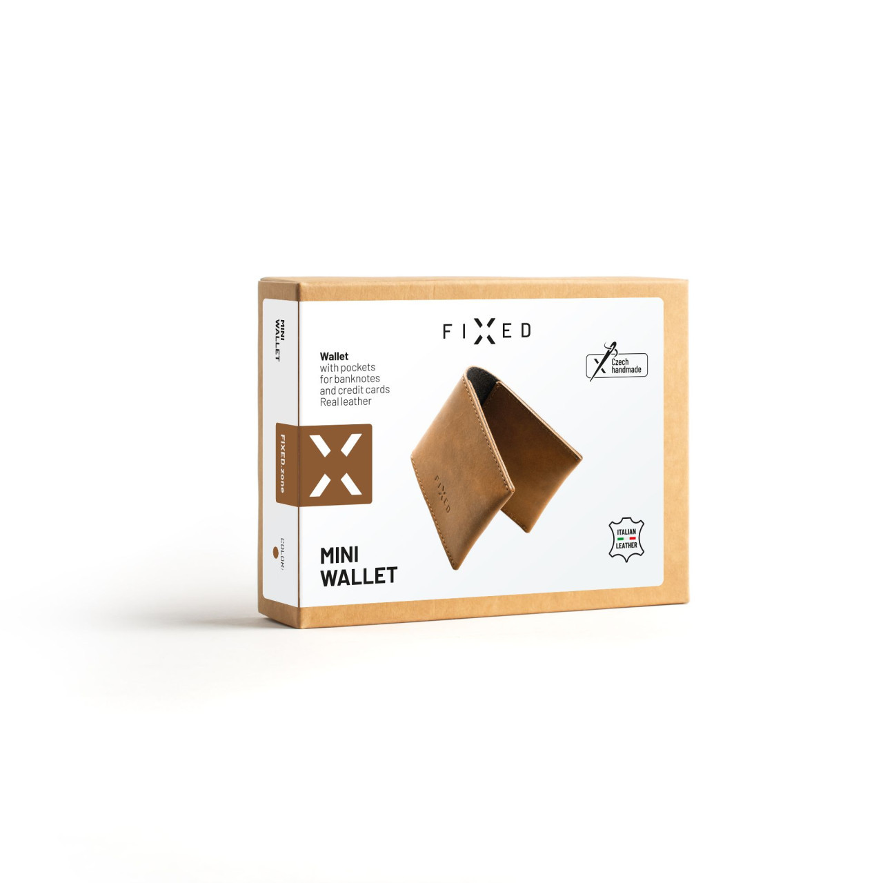Kožená peněženka FIXED Wallet z pravé hovězí kůže, hnědá