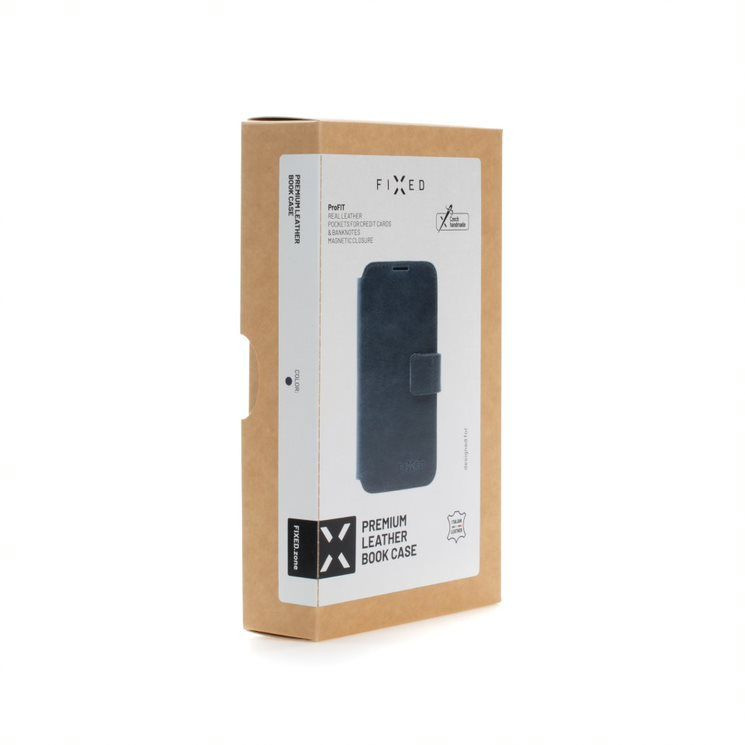 Kožené pouzdro typu kniha FIXED ProFit pro Samsung Galaxy S25+, modré