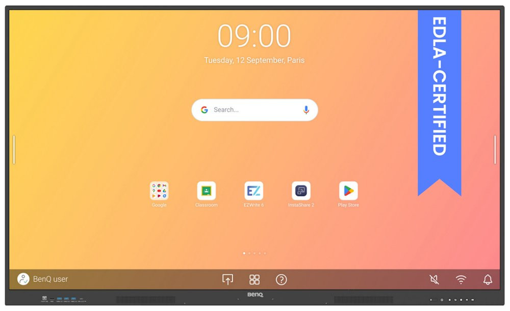 BENQ dotykový panel 75" RE7504A/ UHD 4K/8GB I 64GB /provoz 18/7/ HDMI/DP/ USB-C/LAN/ Android 14/40 dotykových bodů