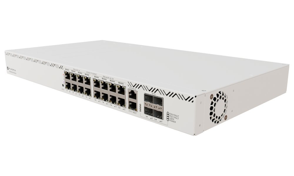 MikroTik Switch CRS320-8P-8B-4S+R, 8x GbE PoE+, 8x GbE PoE++, 4x SFP+, RouterOS, L5, Rack (PoE budget max. 1150W)