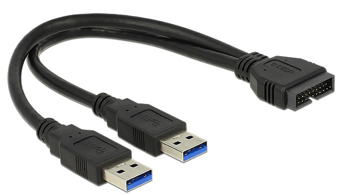 Delock kabel USB 3.0 Pin konektor samec > 2 x USB 3.0 Type-A samec 25 cm 