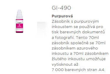 Canon Ink GI-490/Magenta/7000str.