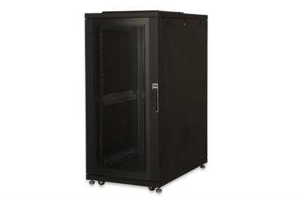 DIGITUS 26U serverový stojan, Unique Series ocelové přední dveře 1340x600x1000 mm s plexi sklem, černé (RAL 9005)
