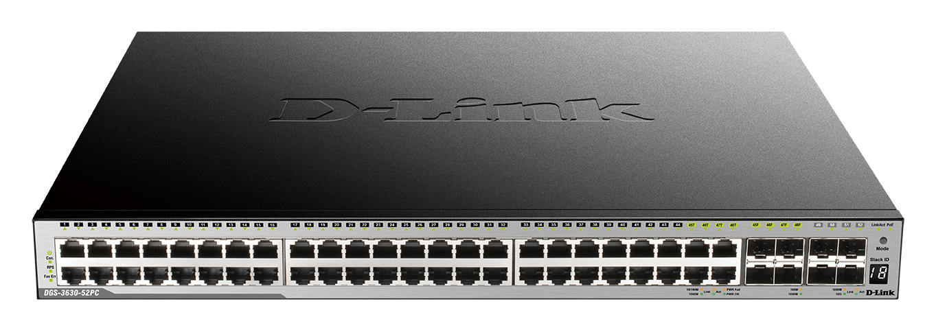 D-Link DGS-3630-52PC/SI L3 sw 48Gb PoE, 4x10G SFP+