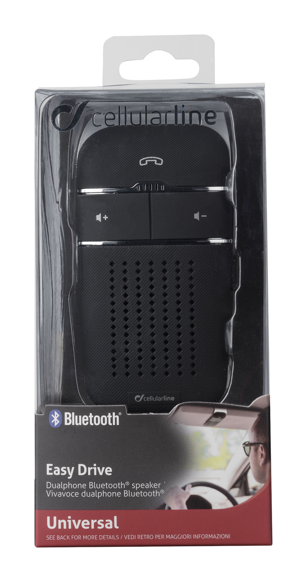 Přenosné handsfree na stínítko CELLULARLINE EASY DRIVE, Multipoint, BT 4.0, DSP, černé