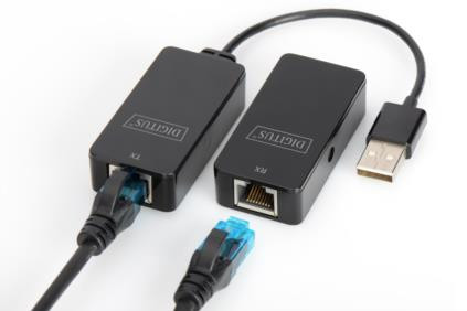 DIGITUS USB Extender, USB 2.0, pro použití s Cat5 / 5e / 6 (UTP, STP nebo SFT) kabelu až 50 m / 164 stop