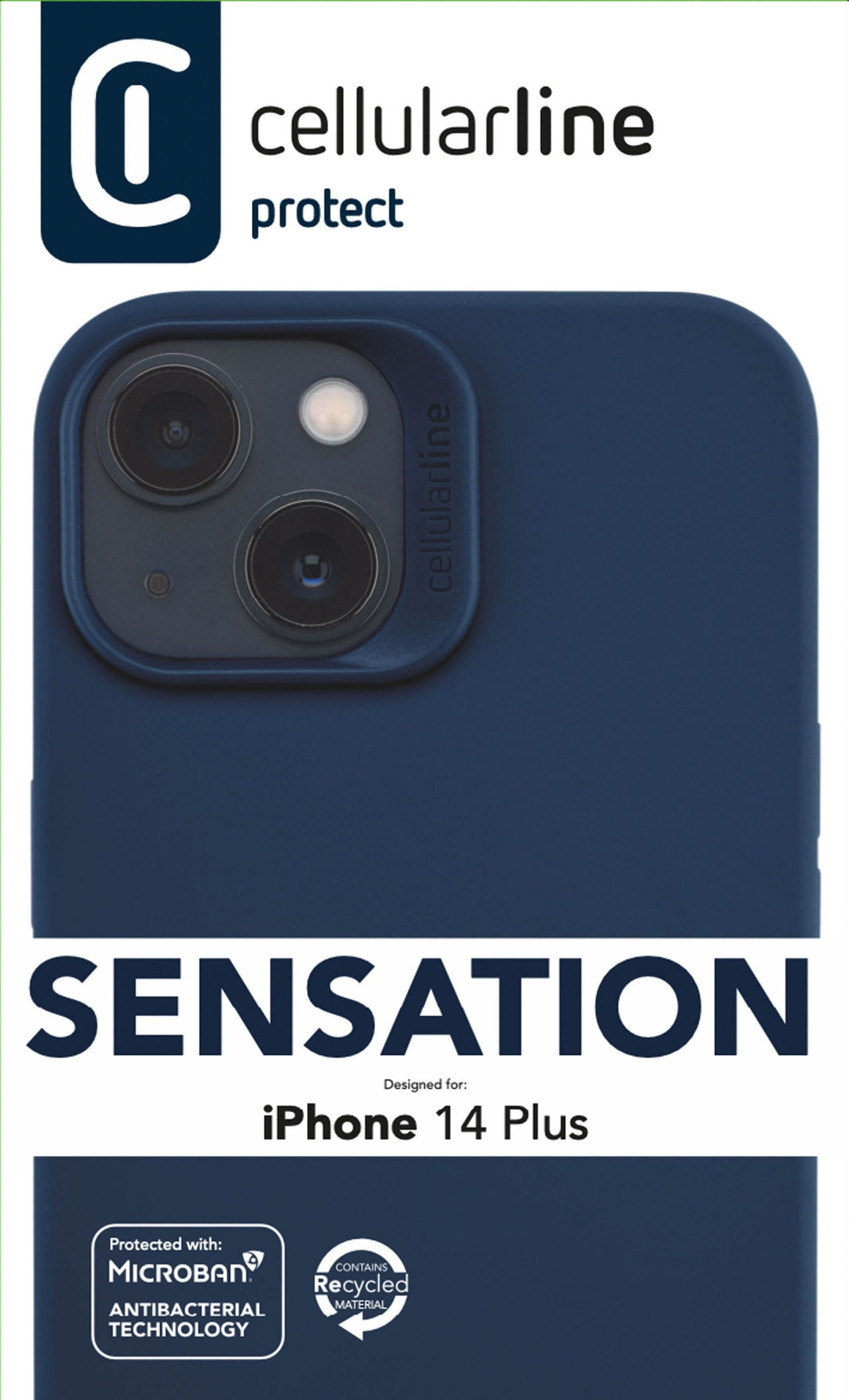 Ochranný silikonový kryt Cellularline Sensation pro Apple iPhone 14 Plus, modrý