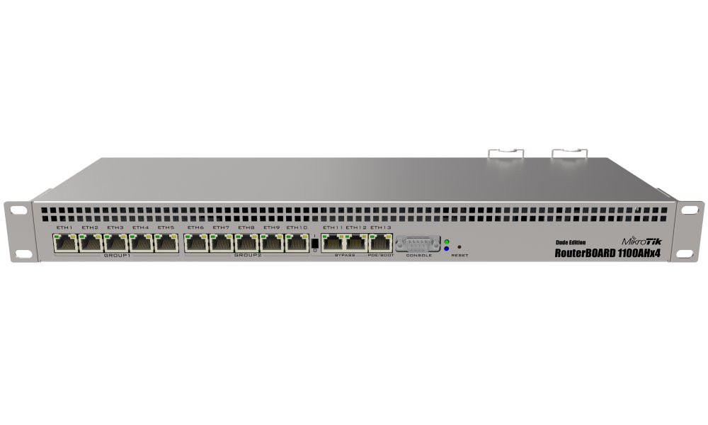 MikroTik RouterBOARD RB1100AHx4 Dude 64 GB SSD, 4x 1,4 GHz, 13x GbE, Dual PSU, vč. L6