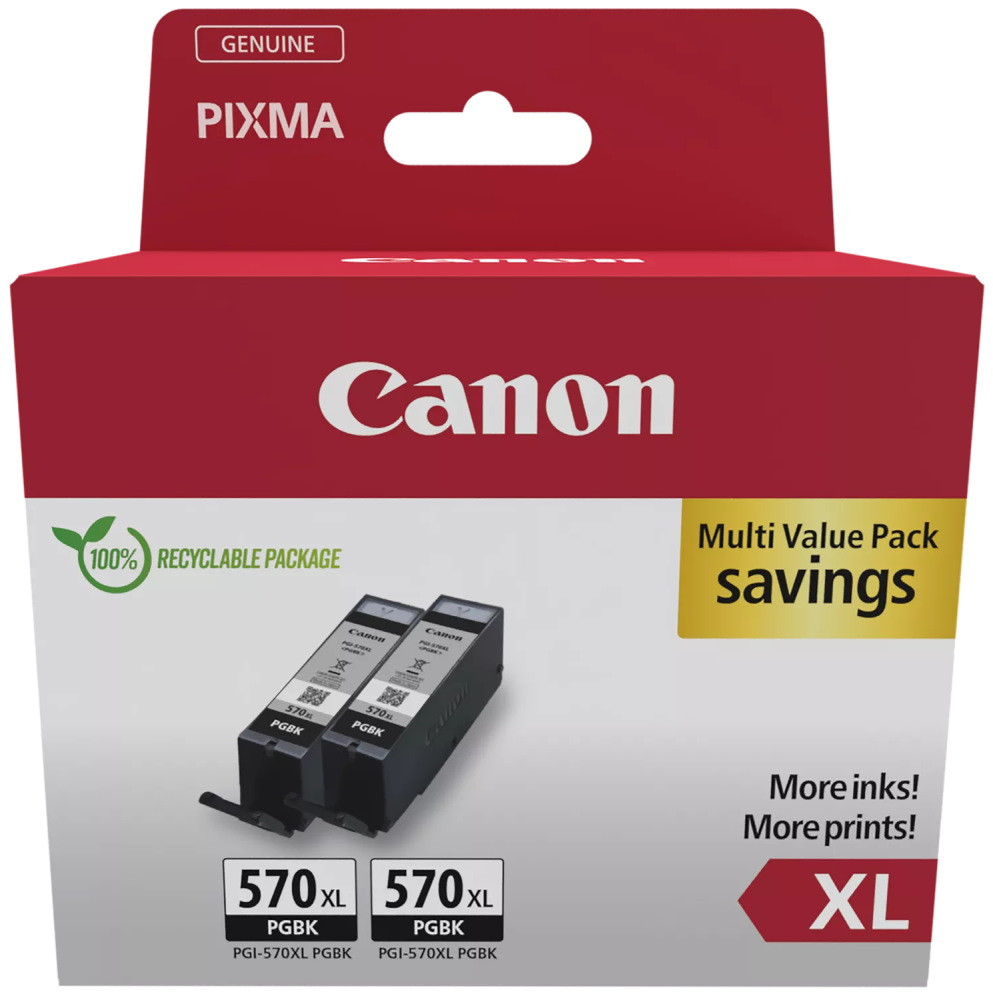 Canon inkoustová náplň PGI-570XL BK TWIN  SEC Pigment černáXL