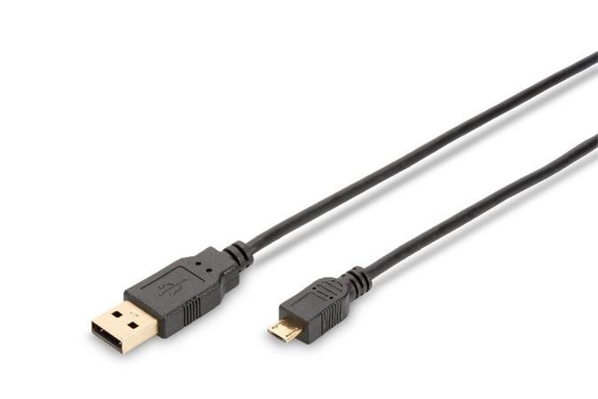 Ednet USB 2.0 propojovací kabel, type  A - micro B  M/M, 1.0m, USB 2.0 conform, UL, gold, bl