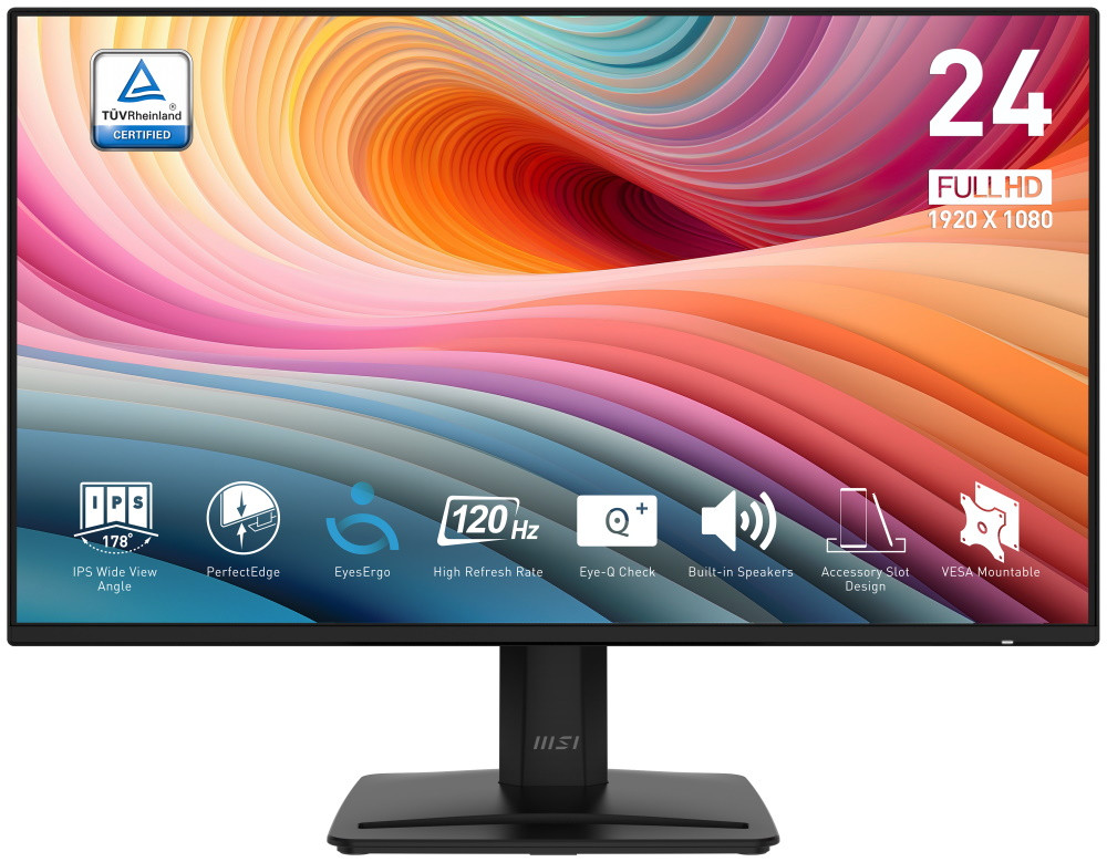 MSI PRO MP242A E2/ 24"/ 1920x1080/ IPS/ 4ms/ 120Hz/ 300cd/m2/ 1500:1/ HDMI/ DP/ VESA/ černý