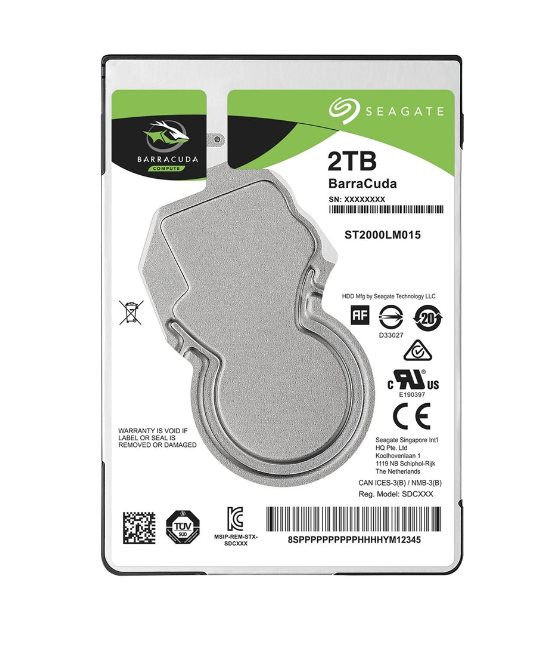 Seagate BarraCuda HDD, 2TB, 2.5", SATAIII, 128MB cache, 5.400RPM