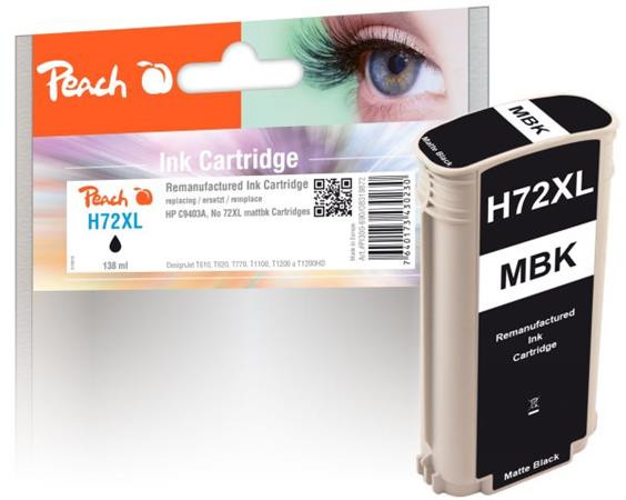 PEACH kompatibilní cartridge HP No. 72 (XL), matná černá, C9403A, 138ml
