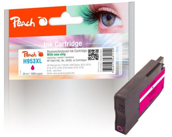 PEACH kompatibilní cartridge HP No. 953XL, purpurová, F6U17AE, 20ml