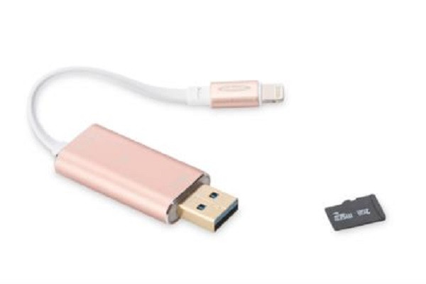 Ednet Inteligentní paměť s aplikací, růžové úložiště s rozšířeným úložištěm pro iPhone, iPad, microSD kartu až 256 GB, iOS 7.1 a v