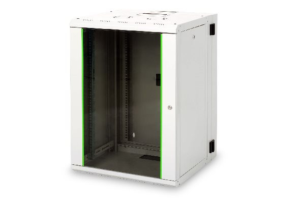 Digitus 16U nástěnná skříň, Unique Series, 820x600x600 mm, dvojitá sekce, otočná, šedá (RAL 7035)