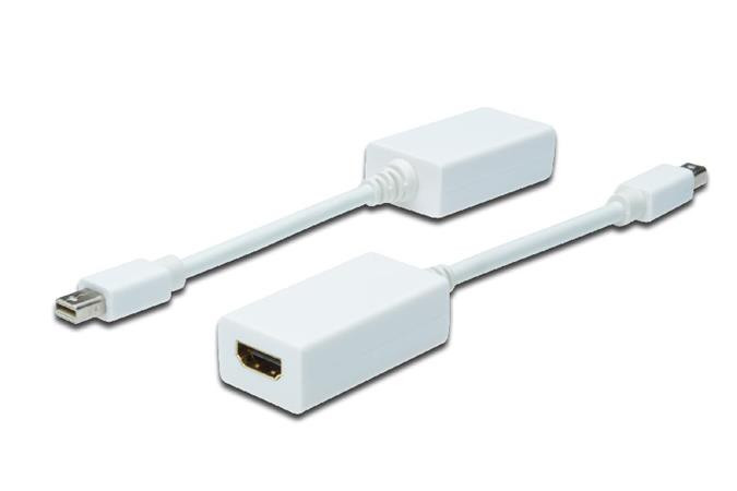 Digitus kabelový adaptér DisplayPort, mini DP - HDMI typ A M / F, 0,15m, kompatibilní s DP 1.1a, CE, wh