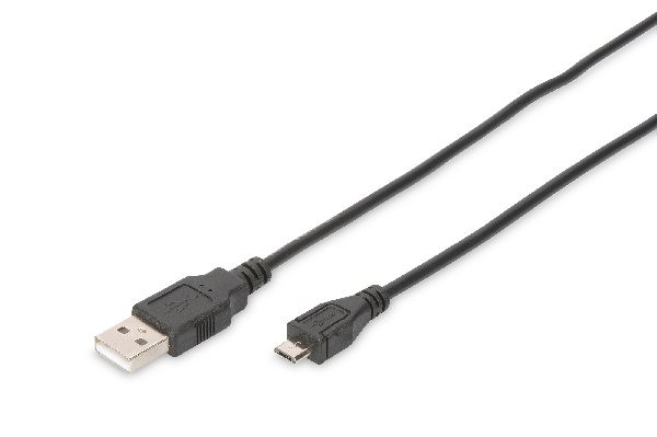 Digitus USB 2.0 connection cable, type  A - micro B M/M, 1.0m, USB 2.0 compatible, bl