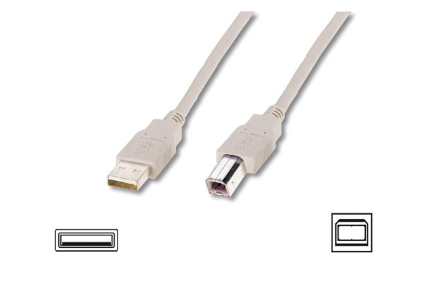Digitus Připojovací kabel USB 2.0, typ A - B M / M, 1,0 m,šedý