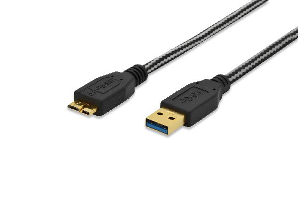 Ednet Připojovací kabel USB 3.0, typ A - micro B M / M, 1,0 m, USB 3.0, bavlna, zlato, bl