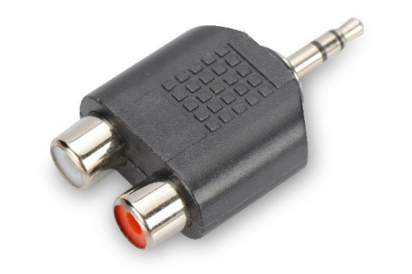 Ednet Audio adaptér, 1x 3,5 mm samec - 2X RCA samice, černý