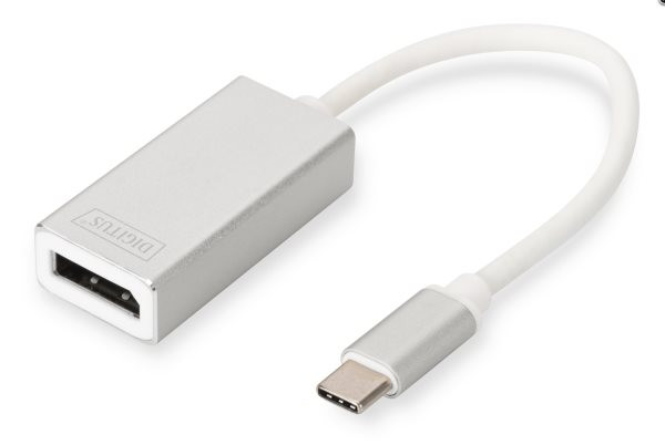 DIGITUS Adaptér USB typu C na 4K DP, délka kabelu 20 cm Hliníkové pouzdro, čipová sada: VL100