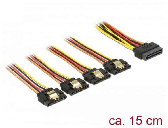 Delock Kabel SATA 15 pin napájecí samec s aretací > SATA 15 pin napájecí samice 4 x přímý 15 cm