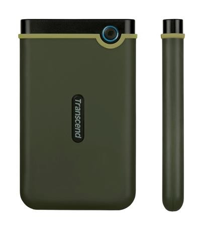 TRANSCEND 2TB StoreJet 25M3G SLIM, 2.5”, USB 3.0 (3.1 Gen 1) Externí Anti-Shock disk, tenký profil, armádní zelená 