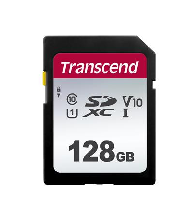 Transcend 128GB SDXC 300S (Class 10) UHS-I U1 V10 paměťová karta, 100 MB/s R, 25 MB/s W