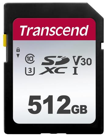 Transcend 512GB SDXC 300S (Class 10) UHS-I U3 V30 paměťová karta, 100 MB/s R, 85 MB/s W