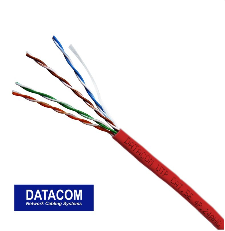 DATACOM UTP lanko CAT5E PVC 305m box červený