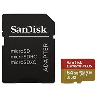 SanDisk micro SDXC karta 64GB Extreme PLUS (200 MB/s Class 10, UHS-I U3 V30) + adaptér