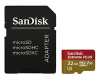 SanDisk MicroSDHC karta 32GB Extreme PLUS (R100/W90MB/s, UHS-I V30, Rescue Pro Deluxe) + adaptér