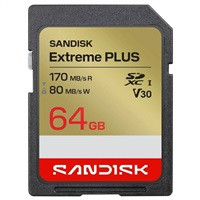 SanDisk SDXC karta 64GB Extreme PLUS (R170/W80 MB/s Class 10, UHS-I U3 V30)