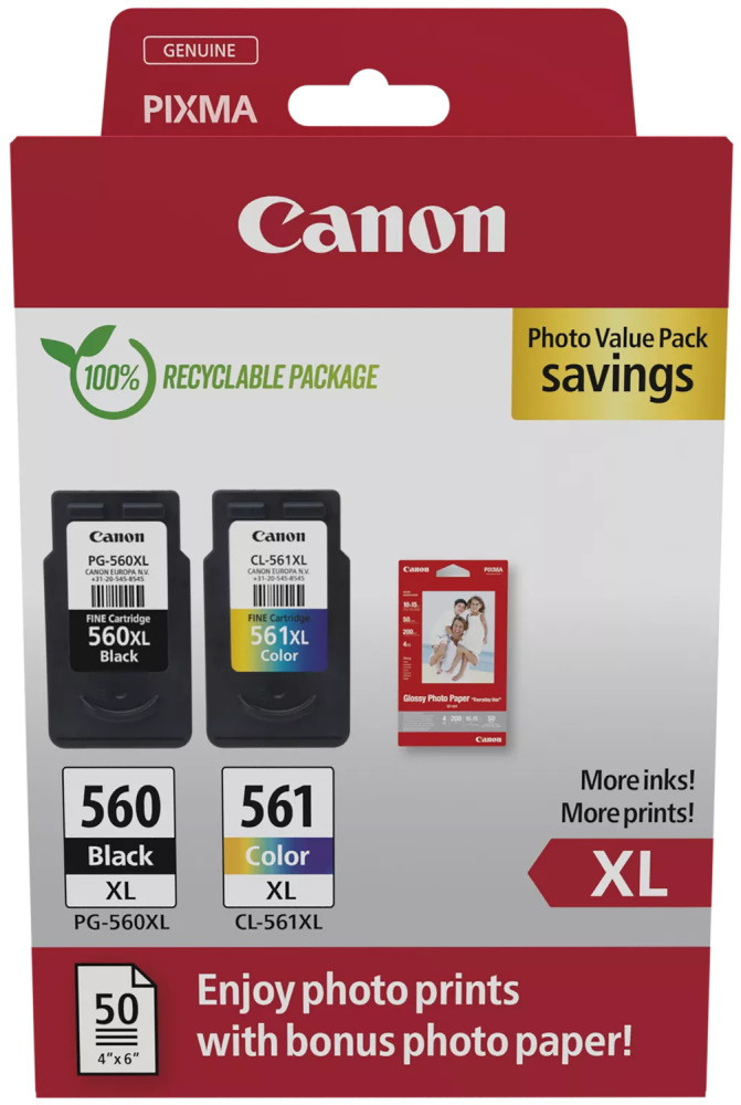 Canon inkoustová náplň CRG PG-560XL/CL-561XL PHOTO VALUE  4x6 (GP-501 50listů)