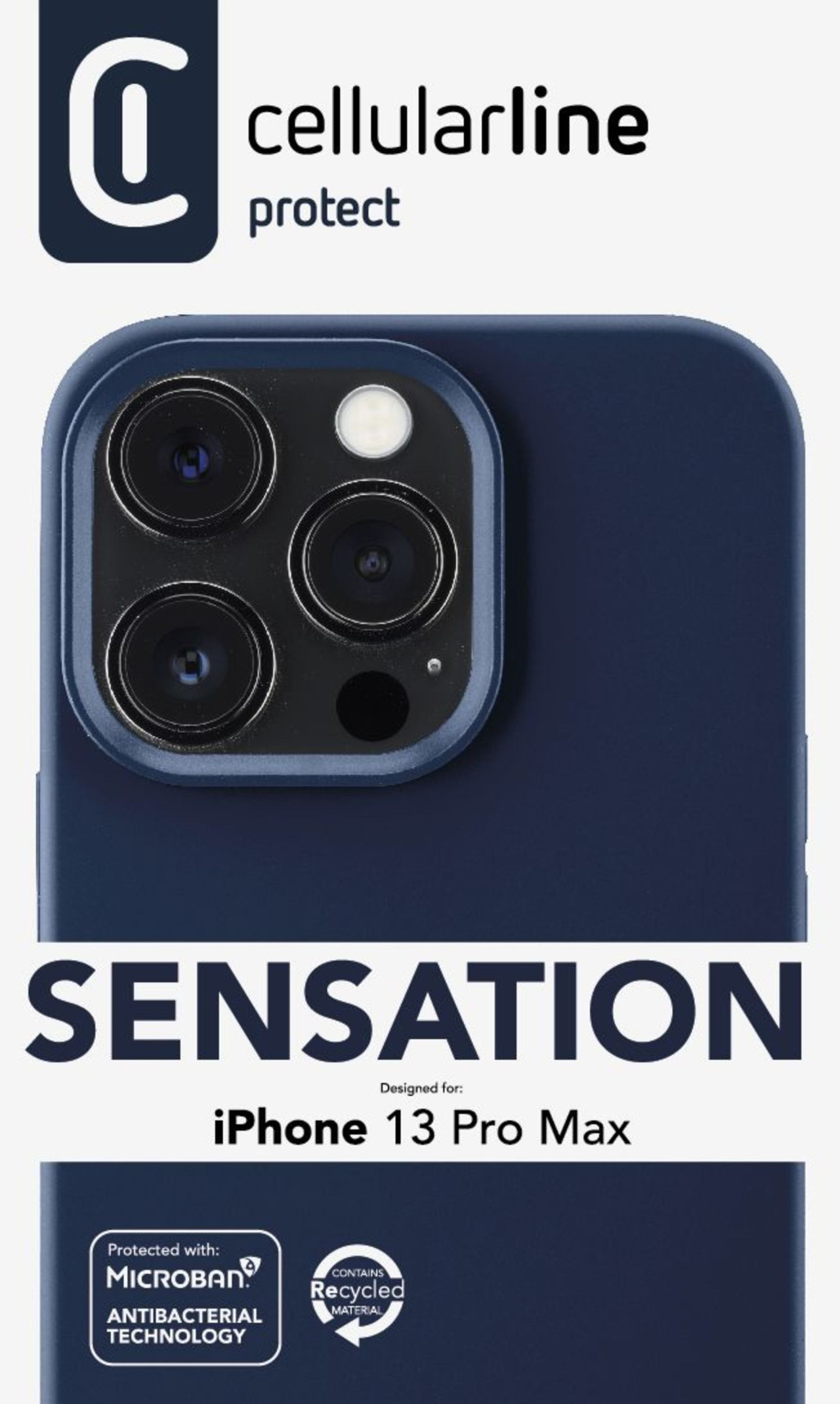 Ochranný silikonový kryt Cellularline Sensation pro Apple iPhone 13 Pro Max, modrý