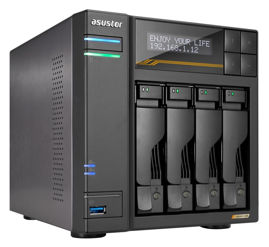 Asustor Lockerstor 4 Gen3 AS6804T   4x 2,5"/3,5" SATA III/ 16GB RAM/ Dual 10GbE/ 4x M.2 SSD