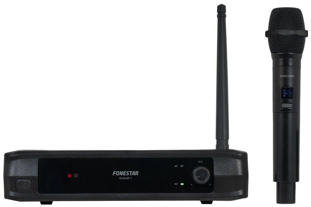 Fonestar bezdrátový UHF mikrofonní set, fixní frekvence, dosah 30 m, DSP, XLR/Jack výstup, 12V DC