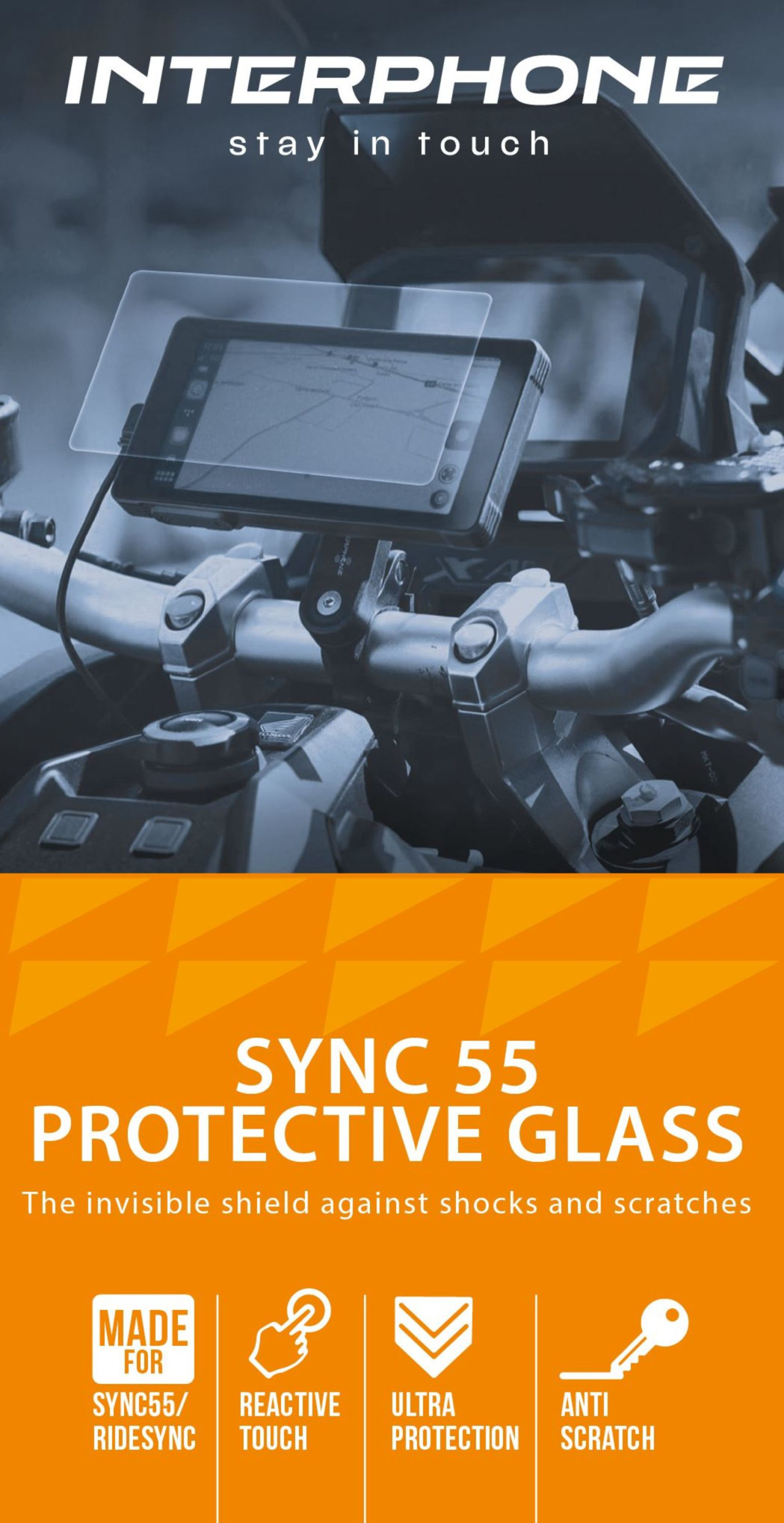 Interphone RideSync 5,5" – Ochranné sklo