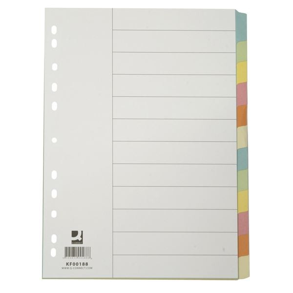 Papírový rozlišovač Q-Connect,A4,barevný,12 listů
