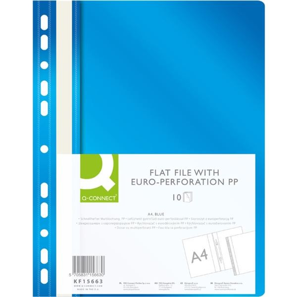 Závěs.plastové rychlovazače Q-Connect,A4,modr.10ks