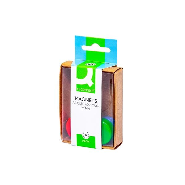 Sada magnetů Q-Connect 25 mm, mix barev, 4 ks